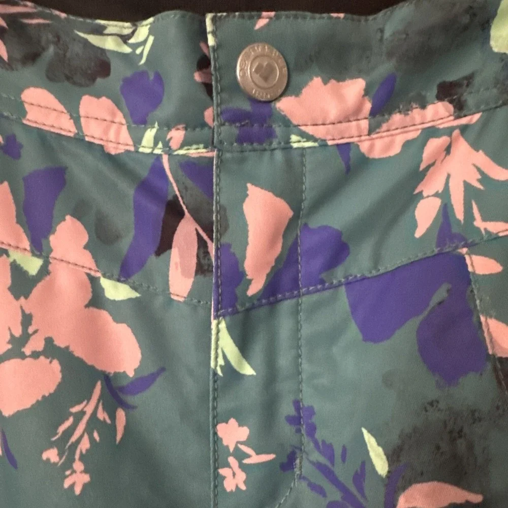 Obermeyer Girls L 14-16 Floral Ski Snow Pants Insulated Green Snowboard